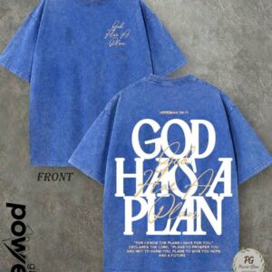 Jesus Tee God Has A Plan Graphic Tee Double-Sided Print Washed T-Shirt Holiday Gifts Y2K Men's Graphic Tees, Street - Style Vintage Washed T - Shirts, 230G Cotton T - Shirts, 100% Pure Cotton, Unisex Graphic Tees Halloween Back To School ShirtsNew Casual T-Shirts For Men And Women