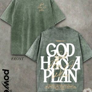Jesus Tee God Has A Plan Graphic Tee Double-Sided Print Washed T-Shirt Holiday Gifts Y2K Men's Graphic Tees, Street - Style Vintage Washed T - Shirts, 230G Cotton T - Shirts, 100% Pure Cotton, Unisex Graphic Tees Halloween Back To School ShirtsNew Casual T-Shirts For Men And Women