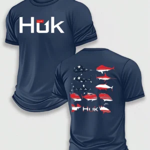(220 Pieces Of Pure Cotton T-Shirts) HUK SPECIES LIBERTY Fishing Performance T-Shirt, Moisture Wicking Quick Dry Tee, High-Quality Graphic Printed Outdoor Sportswear, Men's Short Sleeve Shirt, American Flag Fish Species Art, Marine Life Graphic, Holiday Gift, Performance Gear, Lightweight Breathable, Camisetas Para Hombre, Men Vacation Outfits, Urban Outdoor Style