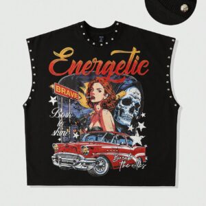 ROMWE MEN Street Life Men's Printed Rivet Loose Tank Top