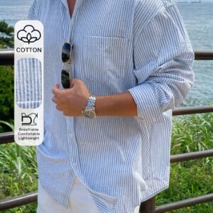DAZY Blue Striped Long Sleeve Shirt For Men, Spring