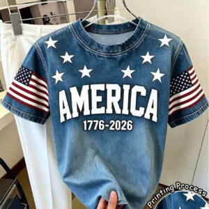 EMERY ROSE New Vintage American Letter Print Short Sleeve T-Shirt